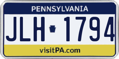 PA license plate JLH1794
