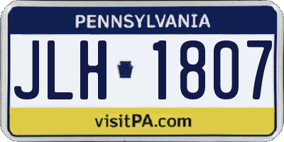 PA license plate JLH1807