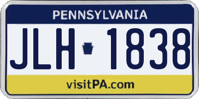 PA license plate JLH1838