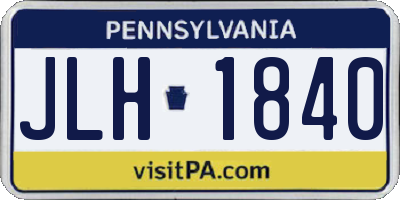 PA license plate JLH1840