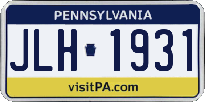 PA license plate JLH1931