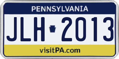 PA license plate JLH2013