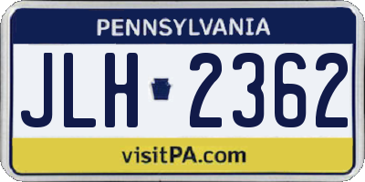 PA license plate JLH2362