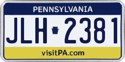 PA license plate JLH2381