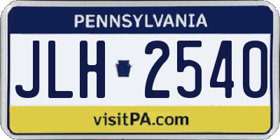 PA license plate JLH2540