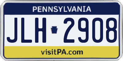 PA license plate JLH2908