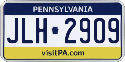 PA license plate JLH2909