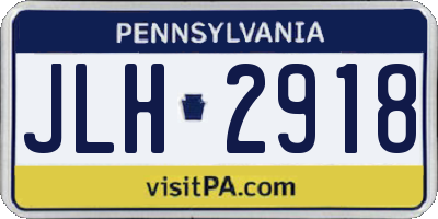 PA license plate JLH2918