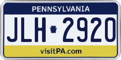 PA license plate JLH2920