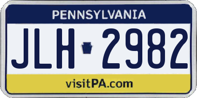 PA license plate JLH2982
