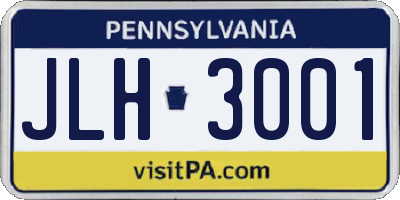 PA license plate JLH3001