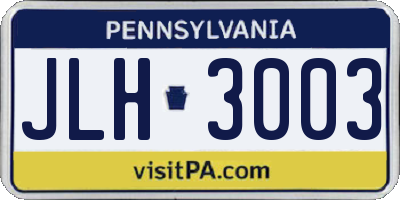 PA license plate JLH3003