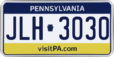 PA license plate JLH3030