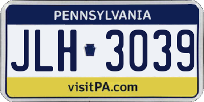 PA license plate JLH3039