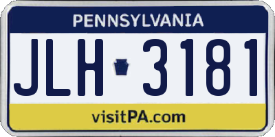 PA license plate JLH3181