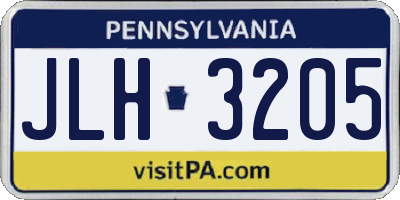 PA license plate JLH3205