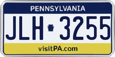 PA license plate JLH3255