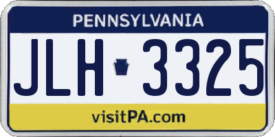 PA license plate JLH3325