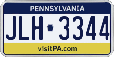 PA license plate JLH3344