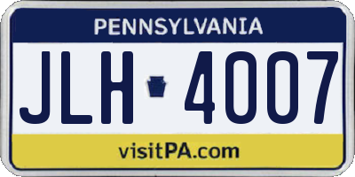 PA license plate JLH4007