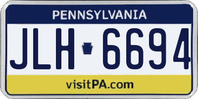 PA license plate JLH6694