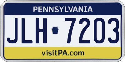 PA license plate JLH7203