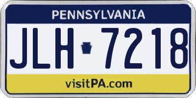 PA license plate JLH7218