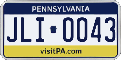 PA license plate JLI0043