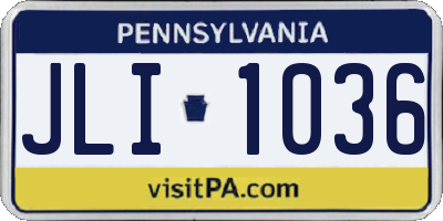 PA license plate JLI1036