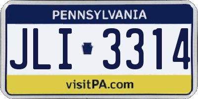 PA license plate JLI3314