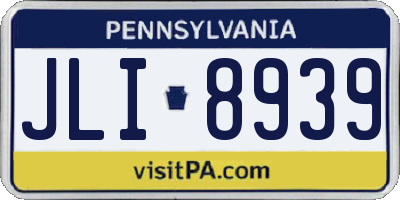 PA license plate JLI8939