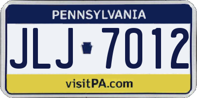 PA license plate JLJ7012