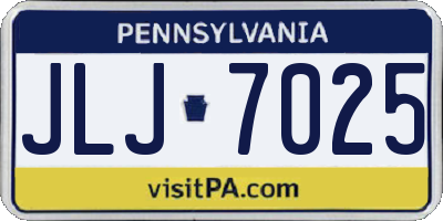 PA license plate JLJ7025