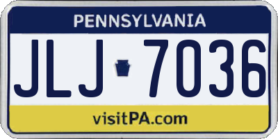 PA license plate JLJ7036