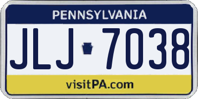 PA license plate JLJ7038