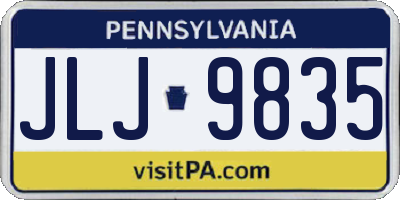 PA license plate JLJ9835