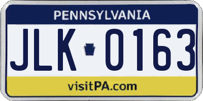 PA license plate JLK0163