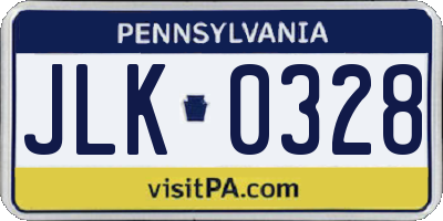 PA license plate JLK0328