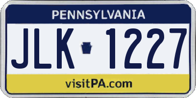 PA license plate JLK1227