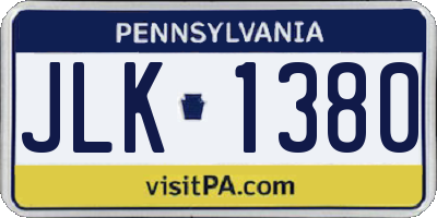 PA license plate JLK1380