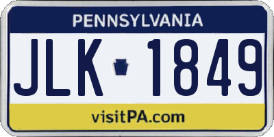 PA license plate JLK1849