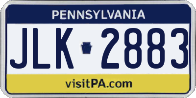 PA license plate JLK2883
