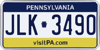 PA license plate JLK3490