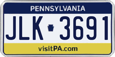PA license plate JLK3691