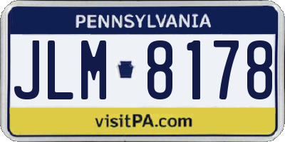 PA license plate JLM8178