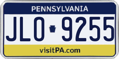 PA license plate JLO9255