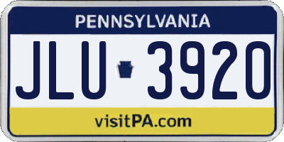 PA license plate JLU3920
