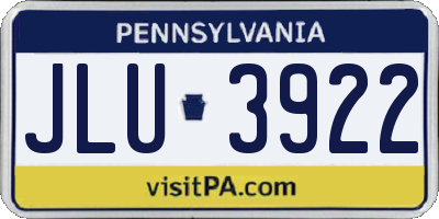 PA license plate JLU3922