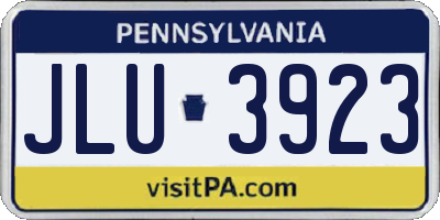 PA license plate JLU3923