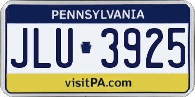 PA license plate JLU3925